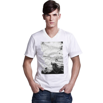 LOVINJK 2012夏季新款 时尚指南针图案印花短袖T恤 男士圆领潮牌胶印男tee T030 白色 XXL