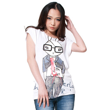 Basic House 百家好 夏装 女款时尚卡通T恤HLTS327I 白色 165/68A/L