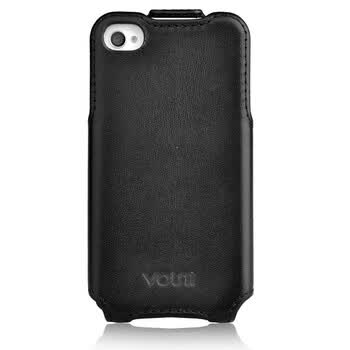沃尤尼（VOUNI）iPhone头层牛皮上下翻盖真皮皮套 适用于iPhone4/4s 黑色