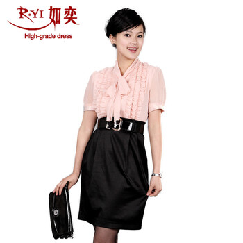 如奕正品 2011夏装新款OL修身连衣裙 送腰带 浅粉色 L