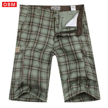 OBM2012夏装新款男士休闲韩版修身百搭格子短裤DK066 绿色 36