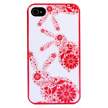杰美特（JAPOD）吉祥剪纸系列保护壳（玉兔送福）适用于iphone4/4S