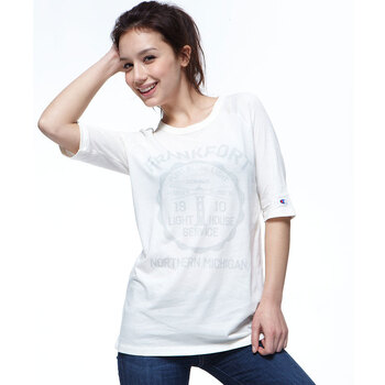 Champion 冠军女式圆领插肩短袖T恤CW-Z318 米白 L大号