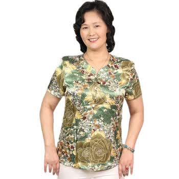 露西法兰 2012中老年女装夏装新款 加大加肥丝制短袖衬衫 JS-超顺 绿色 L