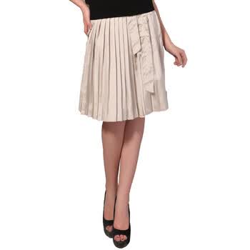 INSUN恩裳 2012新款夏装 OL通勒百褶裙 中裙 半身裙 女 米色98350040 米色 XL