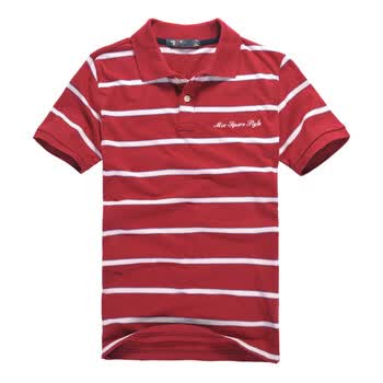 MIX2 夏季新品英伦风条纹多色翻领polo衫短袖L22T9C1 红色L22T98F1 XXL
