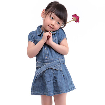 憨笔熊 2012夏装新款 宝宝服饰 女婴全棉薄型牛仔连身裙 30915 浅牛仔蓝 24/36月