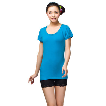 爱帝女式棉莱卡圆领打底衫6125401711【买即送10元京券】 孔雀蓝 XL