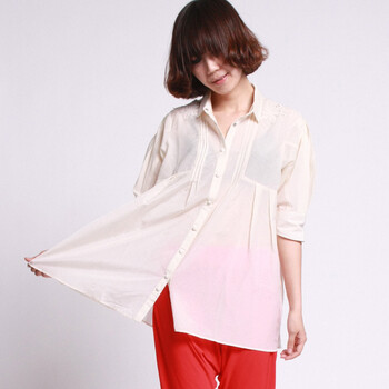 CELLMICELL 巴哈米舍2012夏季新款女装 中袖绣花宽松衬衫 702AC001 米色 F