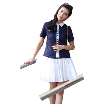 伊甸基因 2012女新款夏季新款拼色百褶裙短裙 EC-120060 白色 L