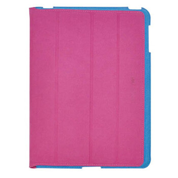 迪思拜尔（DiscoveryBuy） ipad2 /ipad3 缤彩撞色超纤保护套 （玫红恋宝石蓝）