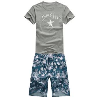 莱斯玛特lesmart男装 2012新款夏装 时尚T恤+休闲沙滩裤 套装特惠HGG520 套餐八 XXL+XXL