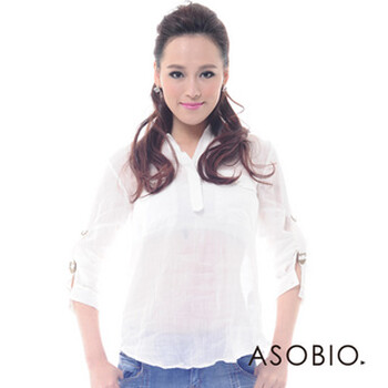 ASOBIO 女装半开衫长袖休闲衬衫 4112353336 土白 40