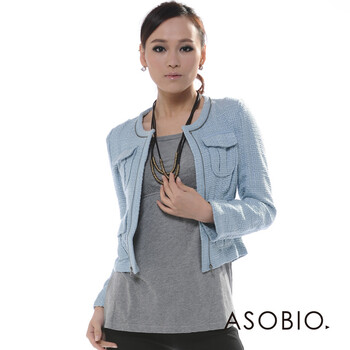 ASOBIO 女装时尚优雅茄克单品 4111411567 浅蓝色 40