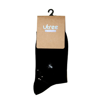 Utree 约晴 男袜 纯色小蜘蛛 商务袜 1黑