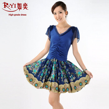 如奕正品 2011新夏 绚丽色彩 修身连衣裙 藏青色 XL