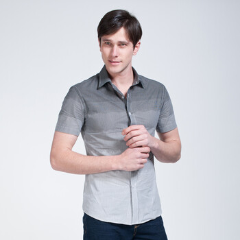 Givensi 2012夏季新品男士韩版修身时尚印花短袖衬衫 多色选 GVS206 XL