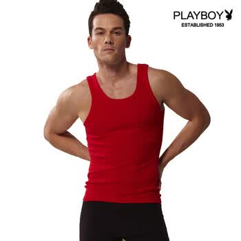 PLAYBOY 花花公子 男士纯色全棉夏季运动休闲基础打底背心7119 黑色 XXXL