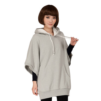 Yoohere若禾 品质女装喇叭袖淑女斗篷式带帽休闲卫衣YH12AY070 灰色 均码