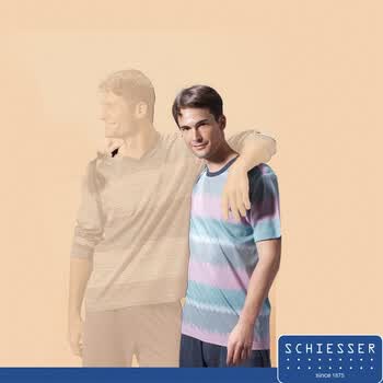 舒雅 schiesser 男士短袖冰丝家居服 39/1497 6528灰蓝 XXL