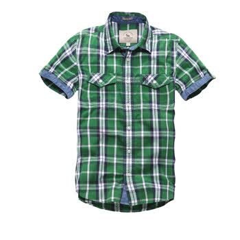 七匹狼SWJEANS男装 拼接格子衬衫171220504300 橄榄绿 56A 185/100 XXL