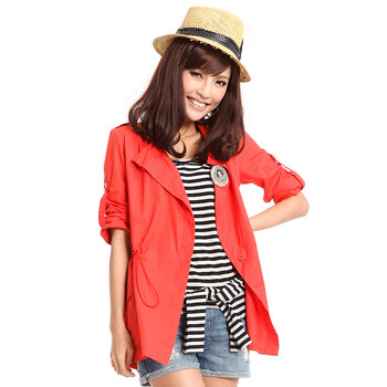 茵佳妮 Incolour 风衣 2012 春夏 女装 新品 立领 长款 风衣 外套 5122-1400192 橙色 L