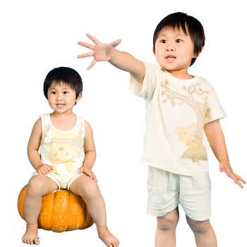 婴之谷 纯棉肩钮短袖套+纯棉背心套 男女同款 51145 短袖黄/背心黄 36个月