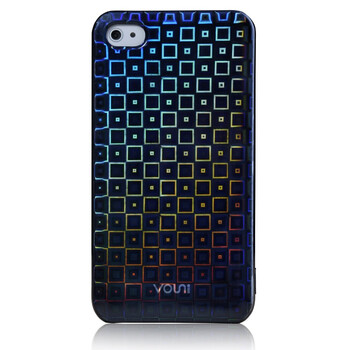 沃尤尼（VOUNI）iPhone激光方格保护壳 适用于iPhone4/4s 黑色