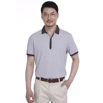 davehill 大卫山中年男士短袖POLO衫 半袖POLO 男装条纹T恤 商务休闲体恤衫DH1022FS13 白色WT 54