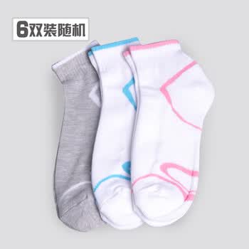 invacoo 半毛圈女士运动袜 全涤纶女袜子 脚底加厚 女短袜 6双装 均码 颜色随机