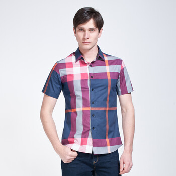 Givensi 2012夏季新款男士商务休闲全棉印花修身短袖衬衫 多色选 GVS210 XXL