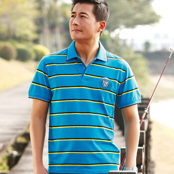 睦隆世家 男士翻领POLO条纹短袖 108580 紫色 XXL