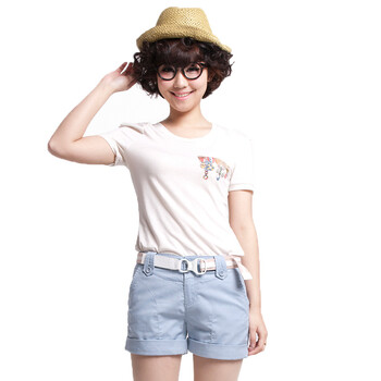 Basic House 百家好夏装镶钻时尚女式精品T恤HLTS320U 象牙色/IV 165/95/L