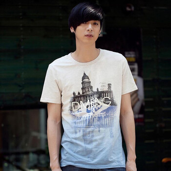 AMH 韩国2012夏季新款韩版男装圆领印花短袖T恤OD2037 花灰色 180/96A XL