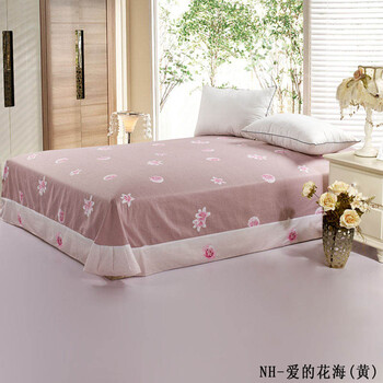 宁好家纺 全棉加大贴边床单系列 240cm*270cm-爱的花海-黄