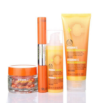 The Body Shop TBS美体小铺 VC维生素C4件套(精华液30ml+眼霜15ml+磨砂膏75ml+胶囊28粒) 美白保湿