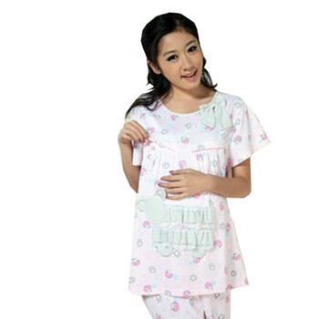 雅孕 春装孕妇装/提花棉孕妇睡衣/月子服孕妇哺乳套装D46 黄色 L