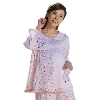 【精明妈咪团】雅孕-DE85 春夏孕妇睡衣月子服 喂奶衣 哺乳衣套装 粉色 XL