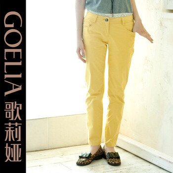 歌莉娅GOELIA 2012夏季新款 彩色休闲小脚铅笔裤25E1D100 明黄 29
