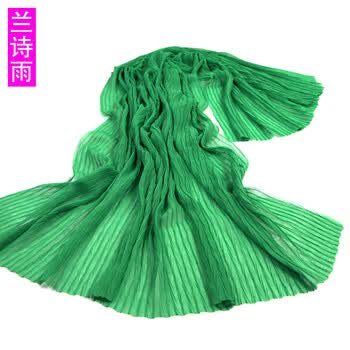 兰诗雨围巾女士春丝巾加长加宽纯色LSY150015 绿色 均码