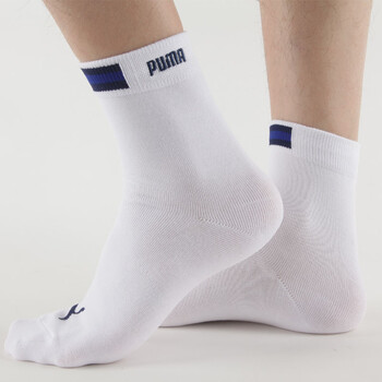 PUMA 彪马 男士绣花运动袜子 休闲短袜 P1152018 漂白-鲜蓝 25-27cm