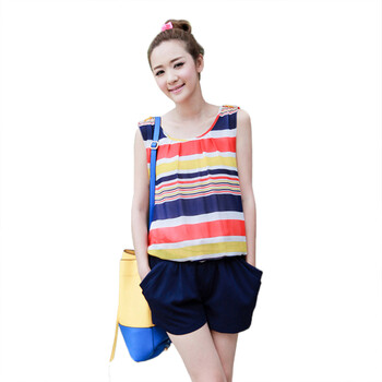 纳纹2012夏装新品女装韩版气质修身无袖连体裤039517K 宝蓝色 XL