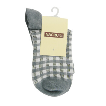 Nacru 纳古 2012春夏新品 女式休闲 经典方格舒适中筒袜 灰格 均码