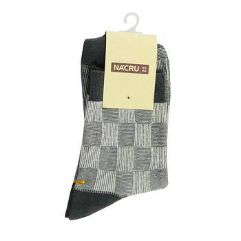 Nacru 纳古 2012春夏新品 男式商务 经典凹凸方格中筒袜 浅灰 均码