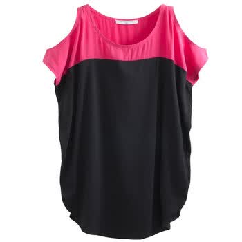夏装新品 Giordano佐丹奴 T恤 女波普秀肩时装T恤 01322028 纯黑色 S