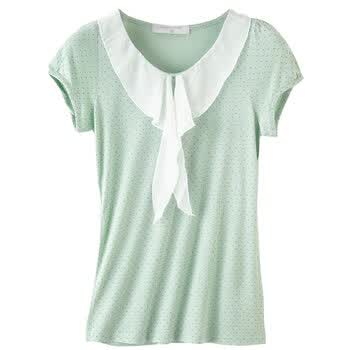 夏装新品 Giordano佐丹奴 T恤 女小圆点纱领上衣 01322130 绿色 M