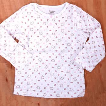 Hello Kitty Babies浅粉印花圆领两粒扣长袖上衣3岁（100/55）1211015021038