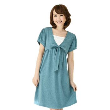 蕾曦 2012新款孕妇哺乳连衣裙 WML.0108 湖蓝色 均码