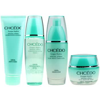 CHCEDO自然堂活泉套装【中干】精华水135ml（滋润型）+补水洁面乳125g+补水乳霜60g+加倍保湿霜50g