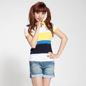 MBSKY蓝色天空女款宽条纹情侣POLO0112103 藏青 M